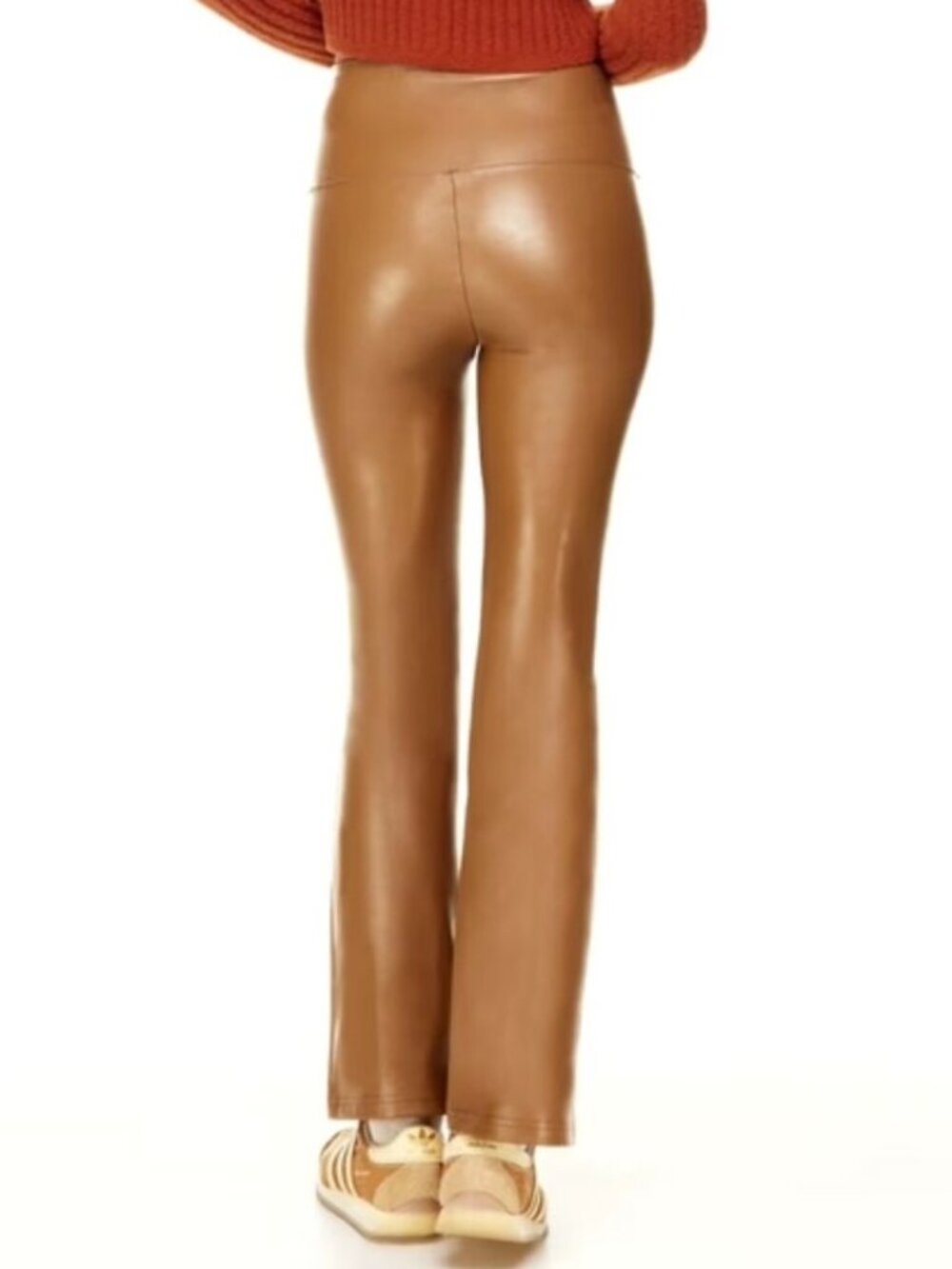 Aritzia Wilfred Faux Leather Daria Flare Pant - Cognac Tan/brown colour